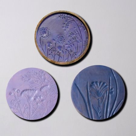 Artistic Purple Wall Plate Set of 3